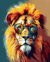 OKSGYTA Paint by Numbers Kit Lion Wearing Glasses Ancient Egypt Style for Adults on Canvas with Brushes Acrylic Pigment DIY Oil Painting for Home Wall Decor (40x50cm/16x20 inch) OKSGYTA