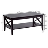 ChooChoo Oxford Coffee Table with Thicker Legs, Black Wood Coffee Table with Storage for Living Room ChooChoo