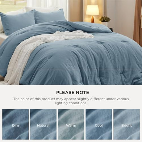 Bedsure King Comforter Set, Dusty Blue Soft Prewashed Bedding for All Seasons, 3 Pieces GentleSoft™ Bed Set, 1 Lightweight Comforter (104"x90") and 2 Pillowcases (20"x36") Bedsure