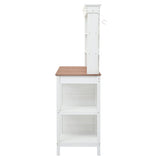 66" Large Outdoor Farmhouse Wooden Potting Bench Table, Garden Workstation with 2 Drawers, Cabinet and Open Shelves for Backyard, Mudroom (White/Outdoor#) CKLMMC