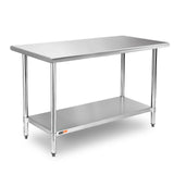 HZEEMFG Stainless Steel Table for Prep & Work 60 x 24 inches,5ft,Heavy Duty Metal Table with Adjustable Undershelf for Commercial Kitchen, Restaurant, Home, Hotel, Laundry Room,Garage, Workshops HZEEMFG