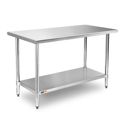 HZEEMFG Stainless Steel Table for Prep & Work 60 x 24 inches,5ft,Heavy Duty Metal Table with Adjustable Undershelf for Commercial Kitchen, Restaurant, Home, Hotel, Laundry Room,Garage, Workshops