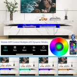 Uspeedy 70IN White TV Stand for 75/80 inch TV,Modern LED TV Stand for Living Room,High Gloss Entertainment Center with Storage Drawer,APP RGB Light,TV Console,Television Stands(Marbling) Uspeedy