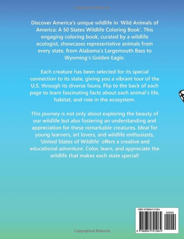 Wild Animals of America: A 50 States Wildlife Coloring Book WoodArtSupply