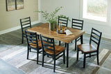 Signature Design by Ashley Blondon Rectangular Dining Room Table Set with 6 Chairs, Chevron Pattern, Tapered Legs, Seats 6, Wood, 60" Long, Brown & Black Signature Design by Ashley