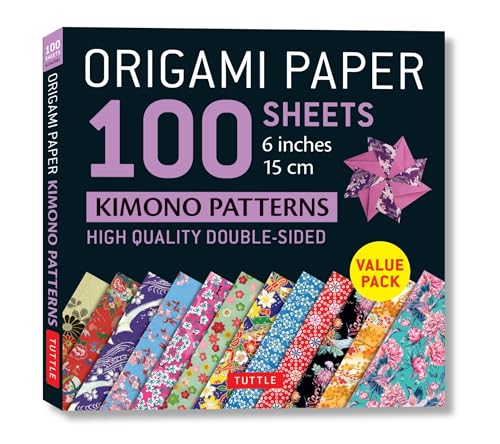 Origami Paper 100 sheets Kimono Patterns 6" (15 cm): Double-Sided Origami Sheets Printed with 12 Different Patterns (Instructions for 6 Projects Included) - WoodArtSupply