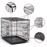 DONORO Dog Crates for Small Size Dogs Indoor Double Door Dog Kennels & Houses for Puppy and Cats, Collapsible Metal Contour Dog Cages (Brown, 24.0" L x 18.0" W x 20.0" H) DONORO