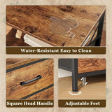 Huuger Nightstands Set of 2, Night Stand with Charger Station, 2 Drawer Side Table with Open Shelf, USB-C Port, End Table for Small Spaces, X Shaped Side Rail, Rustic Brown Huuger