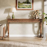 TRIBEWOOD Solid Wood Console Table for Entryway, 63-Inch Long Sofa Table, Farmhouse Hallway Table for Living Room, Entrance, Foyer (Brown) TRIBEWOOD