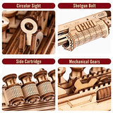 ROKR 3D Wooden Puzzle Rubber Band Guns for Adults,Toy Shotgun Model Building Kits for Adults to Build,Toy Guns for Kids 12-14,Challenge Wood Crafts Puzzles for Adults,Cool Toys Hobbies for Men Women ROKR