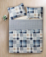 Brilliant Sunshine Blue Plaids and Stripes Patchwork, 3-Piece Quilt Set with 2 Shams, Reversible Bedspread, Soft Lightweight Coverlet, All-Season, Full/Queen, Blue Brilliant Sunshine