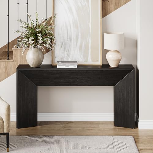 LITTLE TREE Console Table for Entryway, 63 Inches Extra Long Black Wooden Sofa Table for Living Room, Modern Hallway Foyer Table for Entrance, Easy Assembly LITTLE TREE