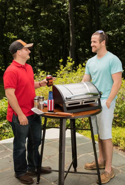 Cuisinart Grillster Portable Gas Grill, Stainless Steel Compact BBQ with Locking Lid for Easy Transport, 8000 BTU Small Propane Grill with Dishwasher Safe Cooking Grate, For Camping and BBQs