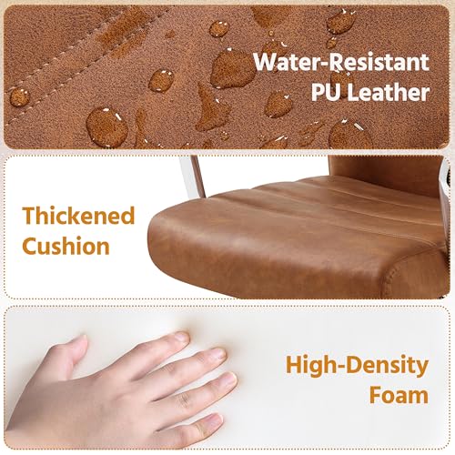 Yaheetech Mid-Back Office Chair with Arms Swivel PU Leather Height Adjustable Office Executive Chair, Retro Brown Yaheetech