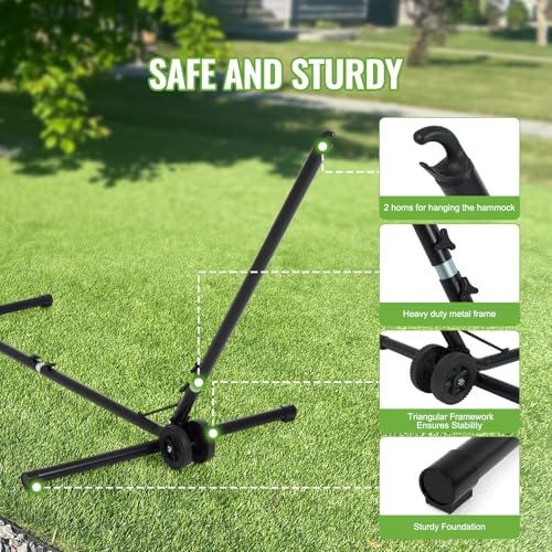 Backyard Expressions Adjustable One Size Fits All Hammock Stand with Wheels – 9FT Steel Heavy Duty Portable Frame, 450 lb Capacity, Easy No-Tool Assembly BACKYARD EXPRESSIONS PATIO · HOME · GARDEN