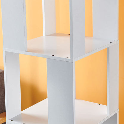 RVEE 360° Rotating White 6-Tier Corner Bookshelf for Home and Office - WoodArtSupply