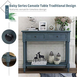 Harper & Bright Designs TREXM Daisy Series Console Table Traditional Design with Two Drawers and Bottom Shelf (Navy) Harper & Bright Designs