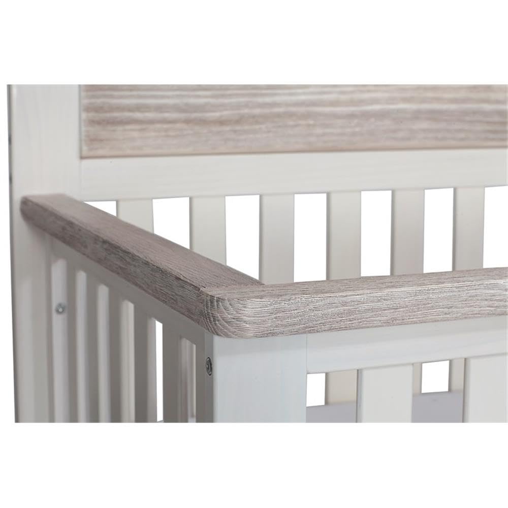 Suite Bebe Hayes 4 in 1 Convertible Crib, White and Wire Brushed Wood