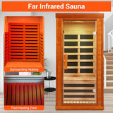 Bowear Far Infrared Sauna for 1-2 Person, 110V 1120W Indoor Home Sauna with Bluetooth Audio, 7 Colors Light Therapy, Reading Lamp, Time & Temperature Adjustable, Oguman Wood Dry Sauna Bowear