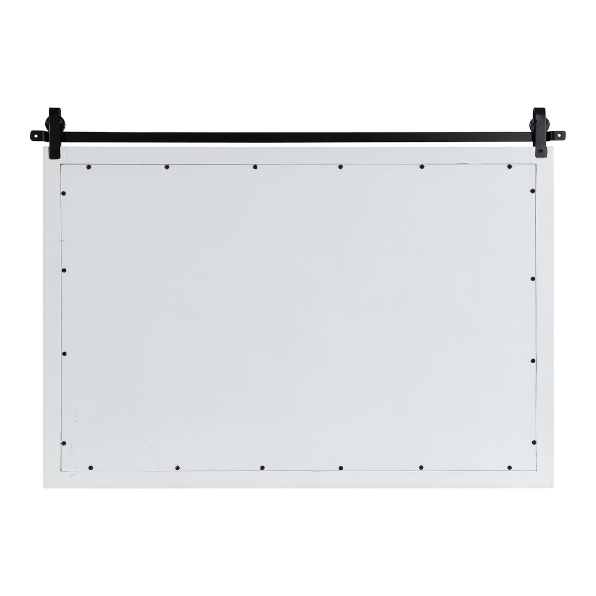Kate and Laurel Skylan Modern Farmhouse Decorative Wood Framed Wall Mirror, 38 x 27, White and Black, Barn Door-Inspired Transitional Wall Hanging Mirror for Bathroom or Living Room Uses Kate and Laurel