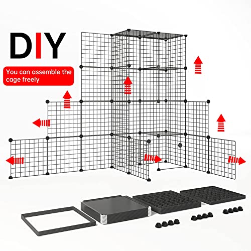 Eiiel Large Cat Cage, Cat Enclosures Indoor with Balcony, DIY Cat Playpen Detachable Metal Wire Kennels Crate 3x3x4 Large Exercise Place Ideal for 1-3 Cat - WoodArtSupply