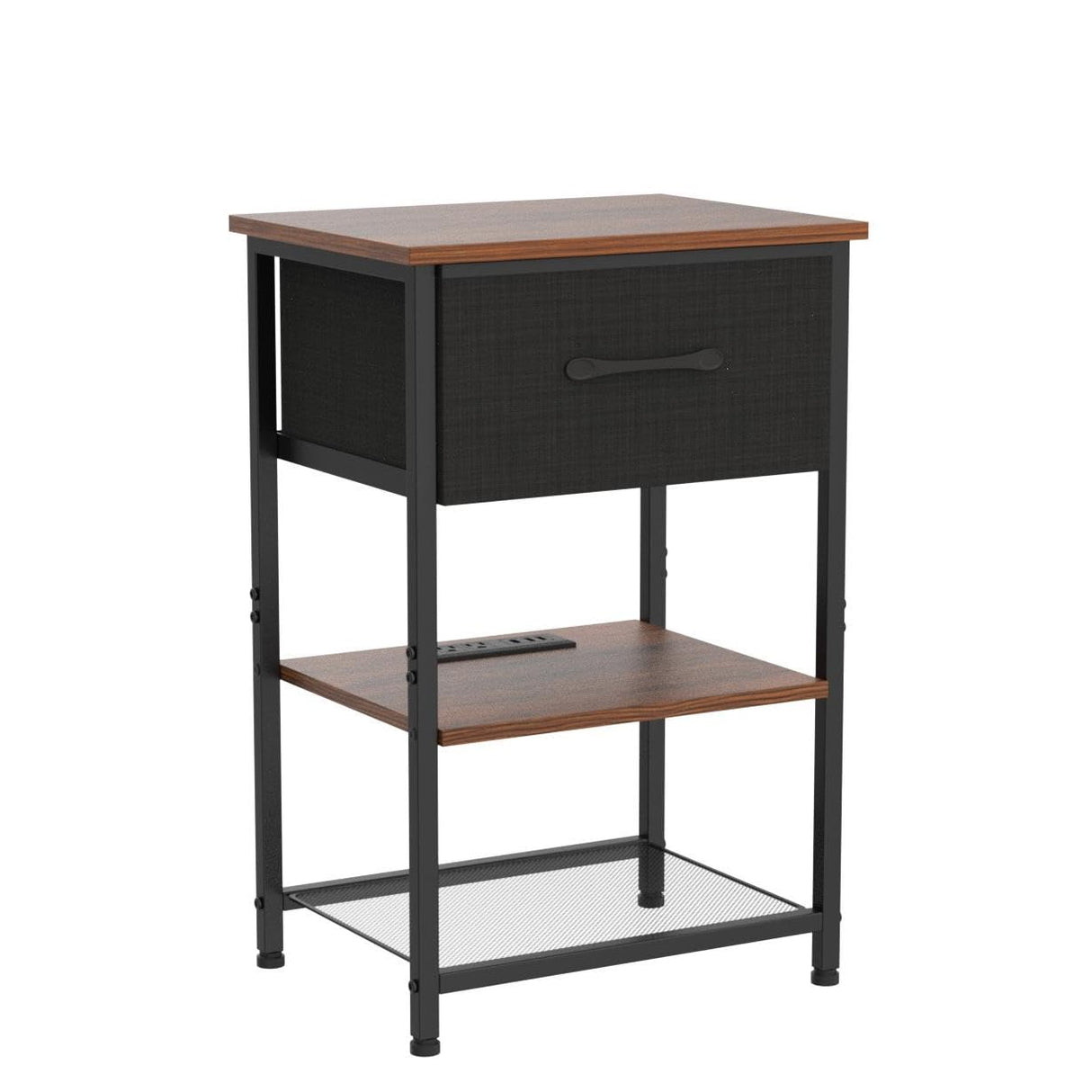 LAKEMID Nightstands Set of 2 with Charging Station and Drawer, End Table Side Table with 20 Colors LED Light Strip and 2 Layers Shelf for Bedroom Living Room Sofa (Rustic Brown) LAKEMID