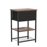 LAKEMID Nightstands Set of 2 with Charging Station and Drawer, End Table Side Table with 20 Colors LED Light Strip and 2 Layers Shelf for Bedroom Living Room Sofa (Rustic Brown) LAKEMID