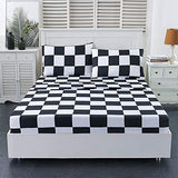 Best Season Bed Sheet Set 4 Piece -Full Size-Soft Durable Microfiber Bedding Sheet Set,Deep Pocket,Stain,Fade & Wrinkle Resistant (Plaid Black&White) Best Season