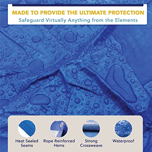 Moose Supply 20' x 40' Waterproof Tarp, Medium Duty Reversible Blue/Silver, Multipurpose Indoor and Outdoor Tarps for Tents, Wood Cover, Furniture, Car, Boat, Pool, Tear Resistant, Blue