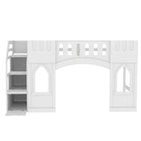 Harper & Bright Designs White Twin Low Loft Bed with Storage Staircase and Windows Harper & Bright Designs