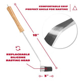 BBQ-AID Basting Brush - For Marinating, Glazing, Seasoning - Bbq Silicone Brush Cooking, Baster for Cooking Brush - Premium Wood Handle, Stainless Steel Core and Silicone Bristles for Easy Cleaning BBQ-Aid