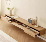 NIUYAO Floating TV Stand Modern Wood Wall Mounted Cable Management Entertainment Center with 2 Drawer 2 Cabinet Media Console Floating Storage Cabinet -Brown 94.5" L x 9.5" W x 8" H NIUYAO