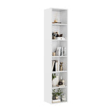 oneinmil 71.5" Tall Narrow Bookshelf, 6-Tier Cube Display Rack, Modern Corner Bookshelf with Storage Space, CD Storage Cabinet for Home Office (White 1 Pack, 6-Tier) oneinmil