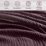 Geniospin Purple Queen Comforter Set - 7 Pieces Egglant Comforter Queen Size, Solid Bedding Set for All Season, Textured Bed in a Bag with Sheets Geniospin