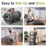 KOSRLY 6" Futon Mattress Full Size, Tufted Futons Sofa Couch Bed with Twisted Rope Design Edging,Versatile Floor Mattress for Adults，Shredded Foam Filling (Frame Not Included Gray, Full) KOSRLY