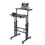 AIZ Double Table Mobile Standing Desk, Adjustable Computer Desk with Rolling Wheels, Portable Laptop Table for Standing or Sitting, Home Office Computer Workstation for Adults or Children AIZ