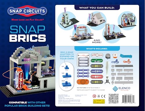 Snap Circuits BRIC: Structures | Brick & Electronics Exploration Kit | Over 20 Stem & Brick Projects | Full Color Project Manual | 20 Parts | 75 BRIC-2-Snap Adapters | 140+ BRICs Snap Circuits
