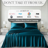 DECOLURE Satin Bed Sheets - 6 Piece Luxury Silky Queen Size Bedding Set - Softer Than Silk, Wrinkle-Free with 15” Deep Pocket Fitted Sheet, Perfect for Hair & Skin, Gifts for Women (Sea Teal) DECOLURE