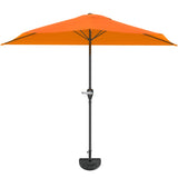 Pure Garden Half Round Patio Umbrella with Easy Crank – Compact 9ft Semicircle Outdoor Shade Canopy for Balcony, Porch, or Deck (Terracotta) Pure Garden