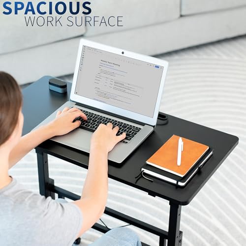 VIVO Mobile 32 x 16 inch Computer Workstation, Standing Portable Desk with Wheels for Laptop Work, Home Office, Black, CART-V02A VIVO