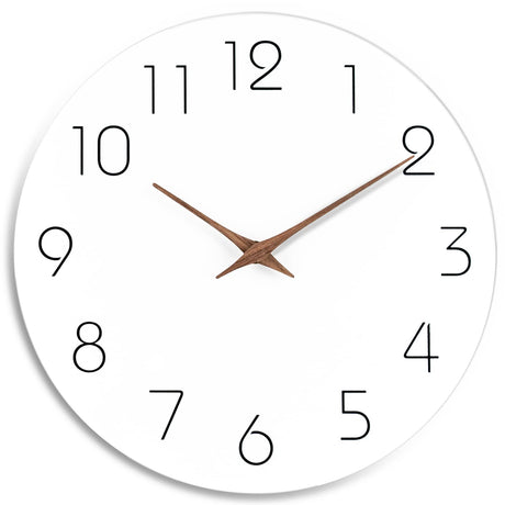 Mosewa Wall Clock 10 Inch Silent Non Ticking Wood Wall Clocks Battery Operated - Wooden White Modern Office Simple Minimalist Clock Decorative for Kitchen,Home,Bathroom,Living Room(10" White) Mosewa