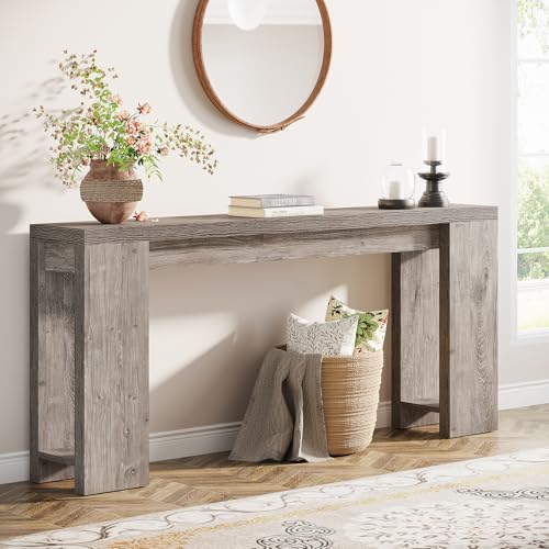 Tribesigns 70.9-Inch Extra Long Console Table, Farmhouse Wood Sofa Table Behind Couch, Narrow Entryway Accent Table for Living Room, Hallway, Entrance, Foyer, Grey Tribesigns
