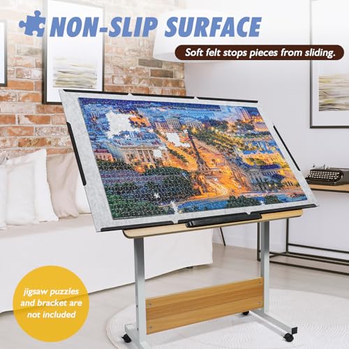 MICEPLAY Jigsaw Puzzle Board with 6 Sorting Trays, Foldable Puzzle Mat with Auxiliary Lines for Puzzle Storage Saver, 46" x 31" Portable Puzzle Felt Board with Storage Bag, for Up to 2000 Pieces