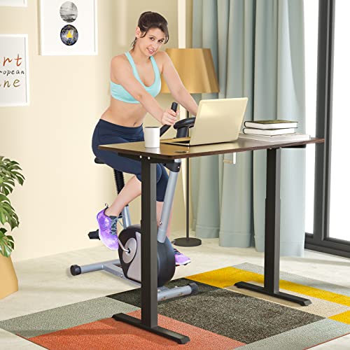 COSTWAY Crank Standing Desk Frame, Manual Hand Crank Workstation Base, Ergonomic Sit to Stand Base w/Foldable Crank Handle, Hook, Cable Management Rack (Black) COSTWAY