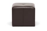Baxton Studio Brown Lave Cube Shaped Bonded Leather Ottoman, Small Baxton Studio