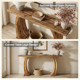 Tribesigns 63" Farmhouse Console Table for Living Room, Rustic Entryway Table with Curved Legs, Vintage Brown Tribesigns