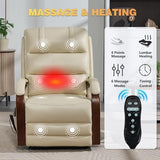Trustyue Dual Motor Power Lift Recliner Chair, Lay Flat Recliner, Lift Chair with Massage and Heat, Standing Assistance, Infinite Position Reclining, Living Room Chair (Faux Leather Beige)