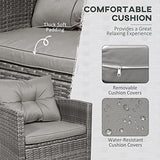 Outsunny 4 Pieces Patio Furniture Sets with Cushions, PE Rattan Wicker Conversation Chairs with Two-Tier Coffee Table for Backyard Porch Garden Poolside and Deck, Gray Outsunny