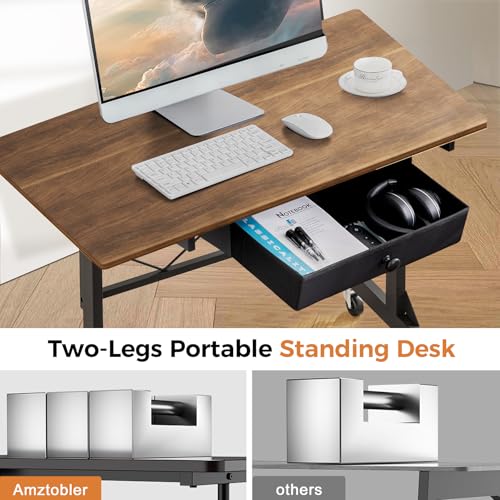 COMHOMA Small Standing Desk Adjustable Height Small Computer Desk Mobile Portable Rolling Laptop Table with Wheels 32" Computer Workstation Sit Stand Desks Portable Standing Table Treadmill desks COMHOMA