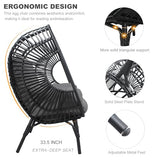 TQKVIPI 2 pcs Oversized Wicker Egg Chair Outdoor Indoor - Rattan Patio Egg Lounge Chairs with Cushion 500lbs Capacity for Living Room, Balcony, Backyard